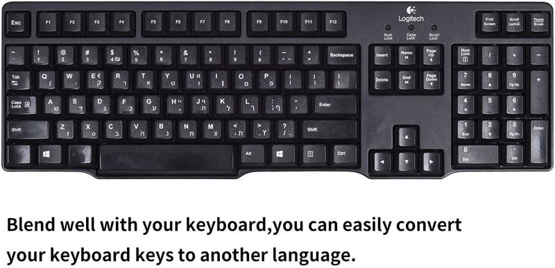 CaseBuy 2PCS Hebrew Keyboard Stickers, Hebrew-English Keyboard Letters Replacement Sticker White Font on Black Background for Computer Laptop Notebook Desktop, Matte Keyboard Alphabet Stickers - Image 5